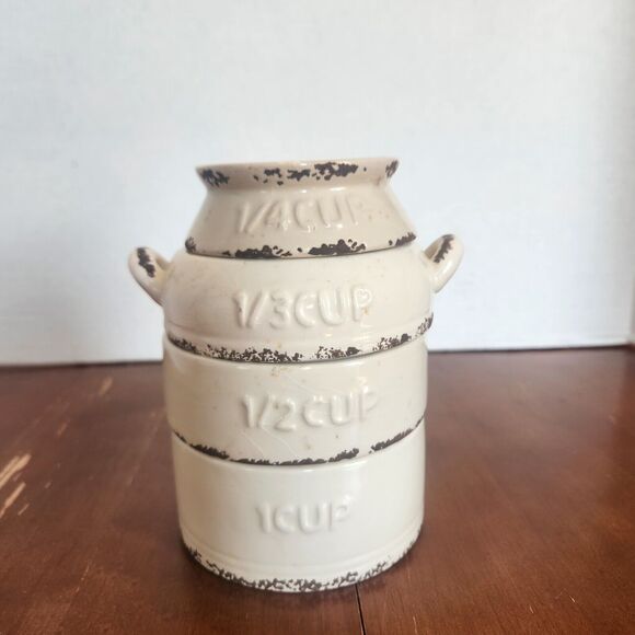 Stackable Ceramic Distressed Look Measuring Cups by LTD Commodities - Picture 1 of 9